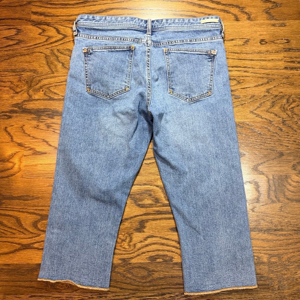 Pilcro and the Letterpress Slim Boyfriend Capri Women 30 Blue Raw Hem Jeans - Picture 2 of 9
